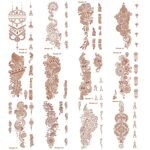 12 Sheets Henna Tattoo Stickers, Waterproof Red Ink Henna hands Tattoo ，Mehndi Fake Tattoos for Women Girls