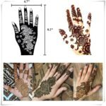 12 Sheets Henna Tattoo Stencil Kit for Hands, Indian Arabian Temporary Tattoo Template Self Adhesive Mehndi Stencil Stickers for Women Girls（8.2" x 4.7"） - Image 5