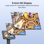 5" LCD Digital Microscope, 1000X Magnification Soldering Microscope for Electronics Repair, 1080P Video Camera with 8 Adjustable LED Lights, Type-C PC View, Flexible Stand - Image 4