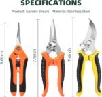 3 Pack Garden Pruning Shears, Stainless Steel Shears, Gardening Shears, Scissors, Garden Clippers, Pruning Snips, Pruning Shears for Gardening Tools - Image 5