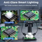 7" Digital Soldering Microscope with Remote for Electronics Repair, 1200X IPS Screen PCB Magnifier, 16M 1080P HDMI/USB Output, 2 Gooseneck Side Lights for SMD Microsoldering (MK7) - Image 3