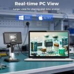 7" Digital Soldering Microscope with Remote for Electronics Repair, 1200X IPS Screen PCB Magnifier, 16M 1080P HDMI/USB Output, 2 Gooseneck Side Lights for SMD Microsoldering (MK7) - Image 5