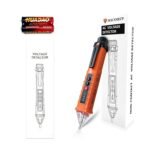 Voltage Tester, Non-Contact Voltage Detector, Electrical Tester, 3 Ranges AC 12V/48V/70V-1000V, Live/Null Wire Tester with Buzzer Alarm and Flashlight, Wire Breakpoint Finder - Orange - Image 5