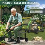 FLINTER Rolling Garden Work Seat with Wheels, Heavy Duty Garden Cart with Seat - Metal Rolling Garden Stool, Upgraded Gardening Cart for Seniors, Outdoor Wagon for Lawn, Patio Gardening, Black - Image 3