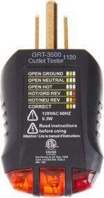 Gardner Bender GRT-3500 Outlet Receptacle Tester & Circuit Analyzer, Indicates 5 Wiring Errors, Easy Read Chart, Comfort Grip, 120 VAC , Black - Image 3