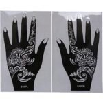 Xmasir 6 Sheets India Henna Tattoo Stencil Kit for Women Girl Hand Art Painting Temporary Tattoo Sticker Glitter Templates 7.87'' x 4'' - Image 3
