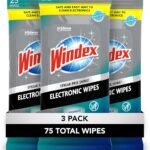 Windex Electronic Cleaning Wipes, Pre-Moistened Screen Wipes for TVs, Phones, and Other Electronics, Resealable for a Freshness Lock, 25 Count (Pack of 3)