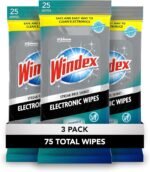 Windex Electronic Cleaning Wipes, Pre-Moistened Screen Wipes for TVs, Phones, and Other Electronics, Resealable for a Freshness Lock, 25 Count (Pack of 3)