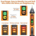 Proster Non Contact Voltage Tester Pen - Adjustable Sensitivity AC Voltage Detector, Electric Volt Pen Tester Pen 12-1000V/48-1000V, Contactless Voltage Detector - Image 3