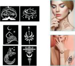 Tattoo Stencils for Kids Adults, 16 Sheets Henna Tattoo Stencil Kit, Mehndi Stencils for Hands, Henna Tattoo Stencils for Real Tattoos, Henna Stencils for Halloween Ramadan Moon Festival - Image 4