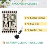 ORTIGIA Home Sweet Home Magnolia Garden Flag Double Sided 12.5x18 Inch Spring Summer Buffalo Plaid Check Small Yard Flag Burlap Vertical Farmhouse Rustic Outside Outdoor Lawn Patio Decor - Image 4