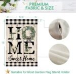 ORTIGIA Home Sweet Home Magnolia Garden Flag Double Sided 12.5x18 Inch Spring Summer Buffalo Plaid Check Small Yard Flag Burlap Vertical Farmhouse Rustic Outside Outdoor Lawn Patio Decor - Image 5