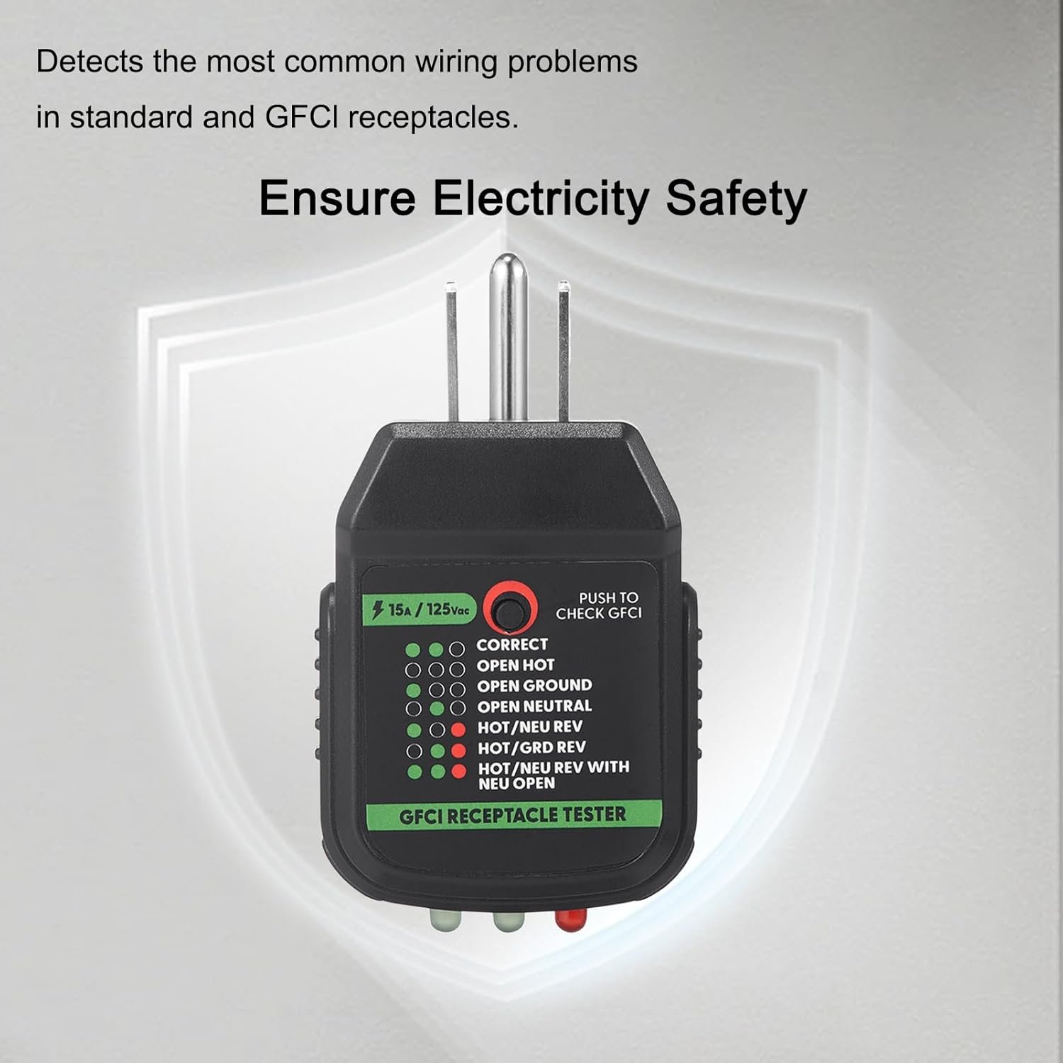 Outlet Tester for GFCI and Standard North American 120V AC Electrical Outlets, Receptacle Tester, Home & Professional Use, Detects Common Wiring Problems, ETL Listed - Image 3