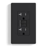 ELEGRP GFCI Outlet 20 Amp, Self-Test GFI Electrical Outlet with Thinner Design, TR Tamper Resistant GFCI Receptacle, Ground Fault Circuit Interrupters with Wall Plate, UL Listed, Matte Black, 1 Pack