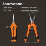 VIVOSUN 6.5 Inch Gardening Scissors Hand Pruner Pruning Shear with Straight Stainless Steel Blades Orange 1-Pack - Image 3