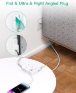 Power Strip Extension Cord - 6 Outlets and 4 USB (2 USB C), Braided Cord with Ultra Thin Flat Plug, Wall Mount, Overload Protection, Travel, Cruise Ship, Dorm Room Essentials (5FT, White) - Image 3