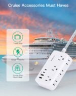 Power Strip Extension Cord - 6 Outlets and 4 USB (2 USB C), Braided Cord with Ultra Thin Flat Plug, Wall Mount, Overload Protection, Travel, Cruise Ship, Dorm Room Essentials (5FT, White) - Image 5