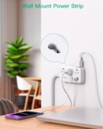 Power Strip Extension Cord - 6 Outlets and 4 USB (2 USB C), Braided Cord with Ultra Thin Flat Plug, Wall Mount, Overload Protection, Travel, Cruise Ship, Dorm Room Essentials (5FT, White) - Image 6