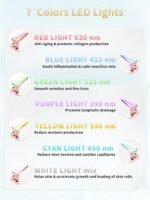 Facial Beauty Device, Multifunctional Facial Skin Care Tools with Vibration, Red and Blue LED Light, 7 Color Led Face and Neck Beauty Device for Home Use, Improve Skin(Glossy Pink) - Image 3