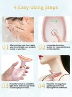 Facial Beauty Device, Multifunctional Facial Skin Care Tools with Vibration, Red and Blue LED Light, 7 Color Led Face and Neck Beauty Device for Home Use, Improve Skin(Glossy Pink) - Image 5