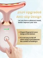 Facial Beauty Device, Multifunctional Facial Skin Care Tools with Vibration, Red and Blue LED Light, 7 Color Led Face and Neck Beauty Device for Home Use, Improve Skin(Glossy Pink) - Image 6