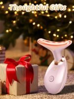 Facial Beauty Device, Multifunctional Facial Skin Care Tools with Vibration, Red and Blue LED Light, 7 Color Led Face and Neck Beauty Device for Home Use, Improve Skin(Glossy Pink) - Image 7