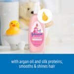 Johnson's Kids Shiny & Soft Hair Conditioning Spray with Argan Oil & Silk Proteins, Tear-Free Conditioning Spray for Shine & Softness, Gentle for Toddler Haircare, 10 fl. oz - Image 3
