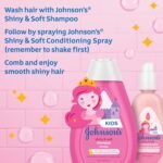 Johnson's Kids Shiny & Soft Hair Conditioning Spray with Argan Oil & Silk Proteins, Tear-Free Conditioning Spray for Shine & Softness, Gentle for Toddler Haircare, 10 fl. oz - Image 6