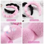 Spa Headbands for Washing Face or Facial, Set of 2 Skincare Headbands, Terry Cloth Headband Wash Combo Pack - Puffy Makeup Washing, Mask, Skin Treatment (Black & Pink) - Image 5
