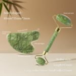 Jade Roller Gua Sha Tools - Nature Gua Sha Facial Tool Skin Tightening Face Massager Anti-Aging Jade Face Roller Puffiness Reducing Guasha Stone for Women Men（Green） - Image 5