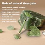 Jade Roller Gua Sha Tools - Nature Gua Sha Facial Tool Skin Tightening Face Massager Anti-Aging Jade Face Roller Puffiness Reducing Guasha Stone for Women Men（Green） - Image 7