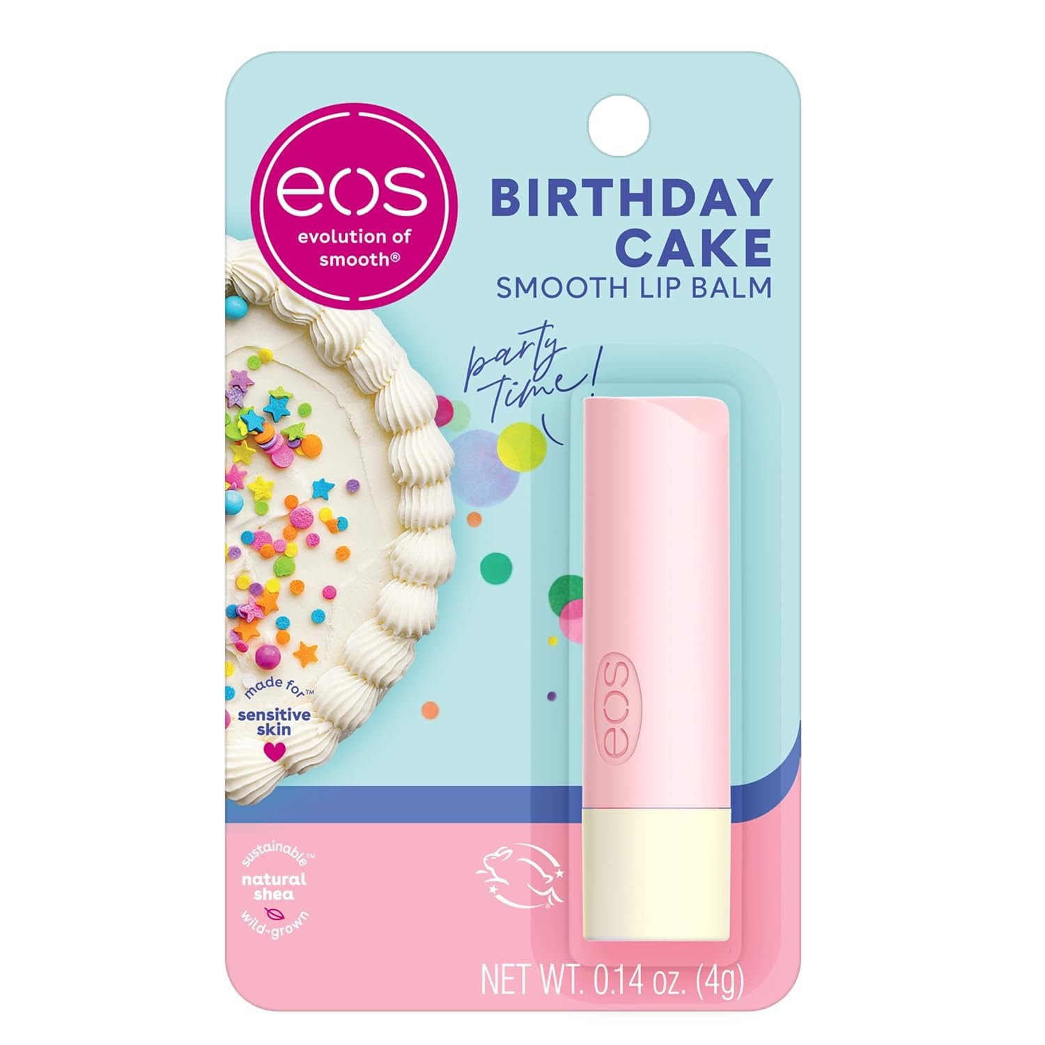 eos Natural Shea Lip Balm- Birthday Cake, eos lip balm, eos Natural Shea Lip Balm- Birthday Cake, eos lip balm, All-Day Moisture, Lip Care, Shea Butter, Moisturizing, Dry Lip Care, 0.14 oz - Image 1
