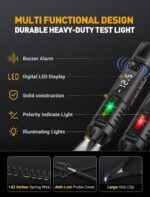 Upgraded Heavy Duty Circuit Tester with Buzzer, 3-72V DC Digital LED Test Light with Voltmeter, Automotive Light Tester with Illumination, Fuse Voltage Tester Auto Electrical Tool - Image 4