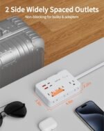 Surge Protector Power Strip with Flat Plug, 3 FT Extension Cord with 6 AC Outlets 4 USB Ports,1050J Surge Protection, Wall Mountable Charging Station for Office, Home, White - Image 3