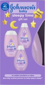 Johnson's Baby Sleepy Time Gift Set with Calming Bedtime Bath Wash, Lotion & Shampoo, Baby Bedtime Essentials with Relaxing NaturalCalm Aromas, Hypoallergenic & Paraben-Free, 3 Items - Image 5