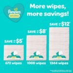 Pampers Sensitive Baby Wipes, Water Based, Hypoallergenic and Unscented, 18 Flip-Top Packs (1008 Wipes Total) [Packaging May Vary] - Image 5