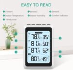 ORIA 3 Sensor Wireless Indoor Outdoor Thermometer Hygrometer, Digital Temperature Humidity Monitor with Backlit Display, Min/Max Records, Celsius/Fahrenheit Switch for Home, Garden, Greenhouse - Image 3