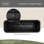 Classic Home and Garden Corinthian Resin Flower Pot Rectangle Planter, Storm Gray, 18" - Image 3