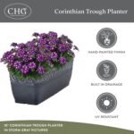 Classic Home and Garden Corinthian Resin Flower Pot Rectangle Planter, Storm Gray, 18" - Image 4