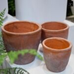 Urban Trends Ceramic Short Wide Round Flower Pot Set of Three Washed Finish Vermilion..7.75"x7.75"x7.00"H; 6.50"x6.50"x6.00"H; 5.50"x5.50"x5.00"H - Image 4