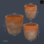 Urban Trends Ceramic Short Wide Round Flower Pot Set of Three Washed Finish Vermilion..7.75"x7.75"x7.00"H; 6.50"x6.50"x6.00"H; 5.50"x5.50"x5.00"H - Image 7