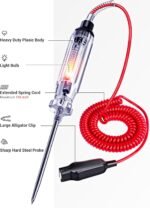 Heavy Duty Automotive Circuit Tester, Premium 6-24V Test Light with Extended Spring Test Leads & Sharp Piercing Probe, Circuit Voltage Tester with Replacement Indicator Light for Car/Vehicles - Image 3