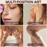Temporary Tattoo Stencil Kit 10 Sheets, 6 Pcs Tattoo Cones 3 Color (Black/Brown/Cherry Red) with Brush/cotton swabsTool, India Art Skin Painting Designs for Women Men Kids DIY Gifts - Image 6