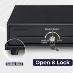 Volcora 13" Electronic Cash Register Drawer for Point of Sale (POS) System with 4 Bill 5 Coin Cash Tray, Removable Coin Compartment, 12-24V, RJ11/RJ12 Key-Lock, Black - for Small Businesses - Image 4