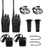 pxton Walkie Talkies Rechargeable Long Range Two-Way Radios with Earpieces,2-Way Radios UHF Handheld Transceiver Walky Talky with Flashlight Li-ion Battery and Charger（2 Pack） - Image 4