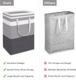 HomeHacks 2 Pack Large Laundry Baskets, Waterproof, Freestanding Laundry Hampers, Collapsible Clothes Hamper with Reinforced Handles in Laundry Room, College Dorm, Bathroom, Bedroom (Grey, 75Lx2) - Image 3