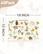 Babebay Disposable Stick-on Placemats 40 Pack for Baby & Kids & Toddler, Sticky Placemats Restaurant Table Mats 12" x 18" (Animal Alphabet) - Image 5
