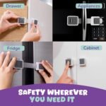 Child Safety Locks (4-Pack) - Baby Proof Cabinets, Drawers, Toilets & Appliances- Adjustable Strap Length, Double Lock Option - Easy Latch for Adults to Open - Image 6