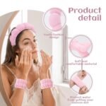 Spa Headband & Wristband Set for Women – Puffy Sponge Makeup Headband for Washing Face, Skincare Hairband, Cute Presents for Teenage Girls and Trendy Teen Girl Gifts - Image 3