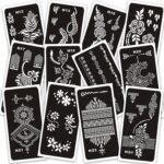 Tattoo Stencils for Kids and Adults - 12 Sheets Henna Kit for Hands, Mehndi, Real Tattoos, and Airbrush，Temporary Tattoo Stencil